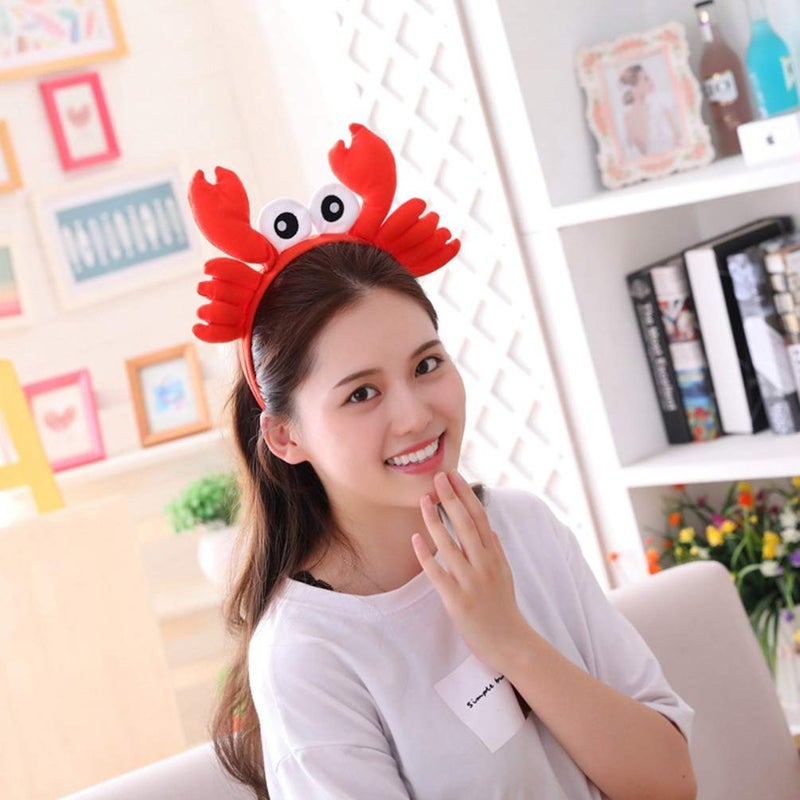 NUOBESTY Crab Headband Crab Costume Accessories Lobster Hair Hoops Plush Animal Hair Band Headwear for Halloween Dress Up Christmas Party - Image 2